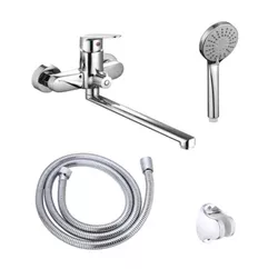 cumpără Baterie pentru cadă Hydro S Set baterie cadă, pipă lungă, cu pară și furtun, Aquafix 501, crom (0400374) în Chișinău 