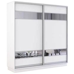 cumpără Dulap Mobildor-Lux Fox uși glisante din PAL cu elemente din oglindă (190x60x200H cm) Alb în Chișinău 