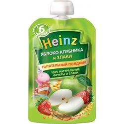 Heinz пюре яблоко, клубника и злаки, 6+мес. 90г