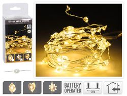 Огни новогодние "Нить" 40microLED, т-бел, 2m, 2XAA, 3дизайна