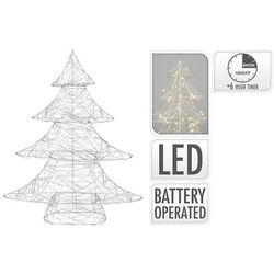 купить Световая фигура Promstore 20333 Елка 60LED 60cm, 3xAA, серебряная в Кишинёве 