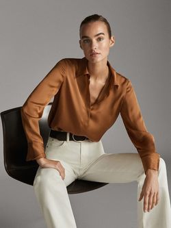 Блуза Massimo Dutti Горчичный 5110/690/303
