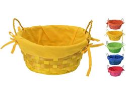 Корзинка плетенная 21cm с тканью, две ручки, бамбук,5 цветов