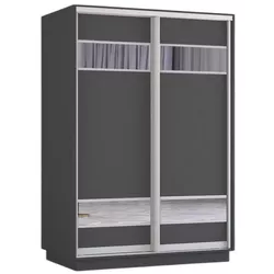 купить Шкаф Mobildor-Lux Fox uși glisante din PAL cu elemente din oglindă (150x60x230H cm) Anthracite в Кишинёве 