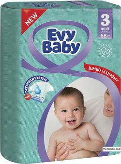 Evy Baby подгузники Midi 3, 5-9 кг.68 шт