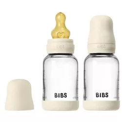 купить Поильник BIBS 5219216 Set 2 biberoane din sticla Ivory cu tetina din latex flux lent, 120ml в Кишинёве 
