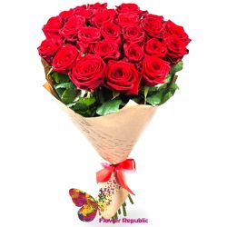 Букет из 25 Красных роз ЭКВАДОР 60-70СМ