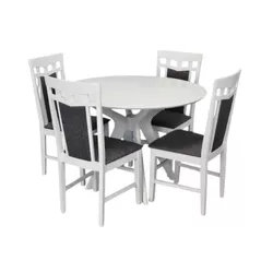 купить Комплект стол и стулья Evelin di Costacurta стол Raffles Round White (d=960) + 4 стула Deepa R White/NV-10WP Grey в Кишинёве 