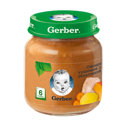 Пюре Gerber овощи тушенные-телятина, с 6 месяцев, 130г