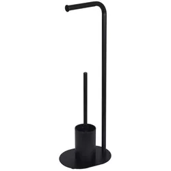 cumpără Accesoriu pentru WC Bisk 08309 Suport stationar p/u hartie igienica cu perie WC NERO în Chișinău 