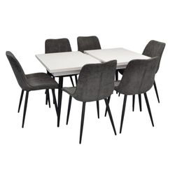 cumpără Set masă și scaune Evelin di Costacurta стол DT-433-3B + 6 стульев YTC-055B Dark grey în Chișinău 