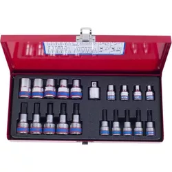 cumpără Set de tubulare, bite, duze King Tony 7120PR Set de biți TORX T10-T55 și E6-E20, 1/2" și 3/8", 20 buc. în Chișinău 