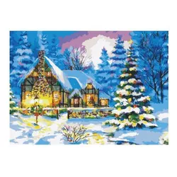cumpără Tablou pe numere Richi (06391) Mozaic cu diamante Peisaj de iarnă 40x50 în Chișinău 