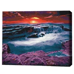 купить Картина по номерам BrushMe RBS23748FC 30x40cm (fără cutie) Apus de soare la cascadă в Кишинёве 