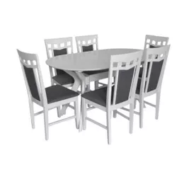 купить Комплект стол и стулья Evelin di Costacurta стол Raffles Oval White + 6 стульев Deepa R White/NV-10WP Grey в Кишинёве 