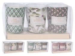 Set lumanari aromate in candelabru de sticla 3buc 5X6cm
