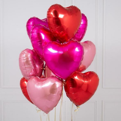 11 Baloane Heliu Inimă Folie - Mix
