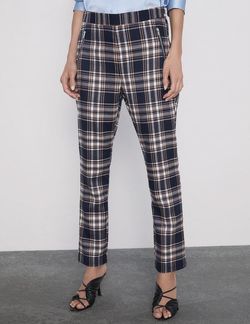 Брюки ZARA Темно синий в клетку 4387/221/401
