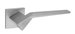 Дверная ручка на розетке Origami хром сатин  + накладка под цилиндр