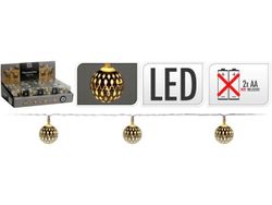 Огни новогодние "Шары" 10LED D2.5cm, тепл-бел, 1.2m, серебр