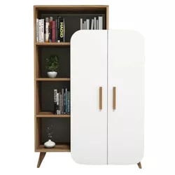 cumpără Raft de birou Trendy Forma, Nuc, Alb 90x132x32cm, raft de carti în Chișinău 