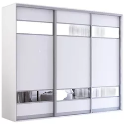 cumpără Dulap Mobildor-Lux Fox uși glisante din PAL cu elemente din oglindă (260x60x210H cm) Alb în Chișinău 