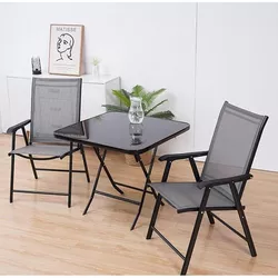 cumpără Mobilier pentru grădină Promstore 18962 Set mobilier 3 piese: masa 70X70XH72cm si 2 scaune 48X46XH72cm, sticla, plastic în Chișinău 