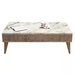cumpără Măsuţă cafea Trendy Milano, Nuc, Marmura Alba 105x34x60cm în Chișinău 