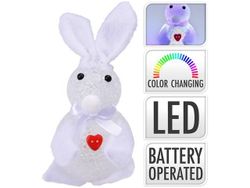 Сувенир LED "Кролик с сердцем" 15cm, белый, меняющий цвет