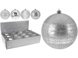 Glob pentru brad 80mm cu ornament argintiu