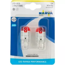 cumpără Lampă auto Narva LED W21/5 RED 0.8W/1.75W W3X16Q (2 buc) (18106) în Chișinău 