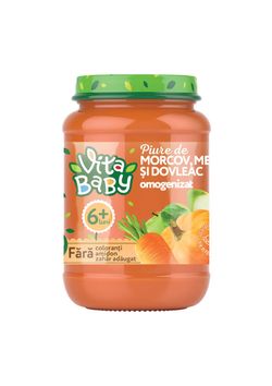 Piure Baby Vita fără zahăr morcov, dovlecel, măr, 180g