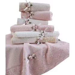 cumpără Prosop Promstore 44302 Velvet Набор полотенец 6шт 30x50cm NH Velvet бант и роза х/б în Chișinău 