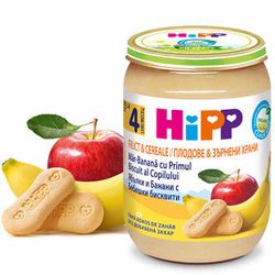Hipp пюре печенье, яблоки и бананы, 4+мес. 190г
