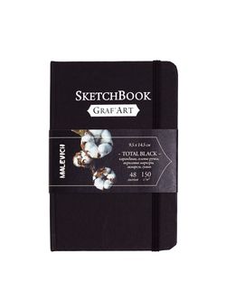 Sketchbook Malevich pentru grafică Graf'Art, Total Black, 150 gm, 9,5x14,5 cm, 48 foi