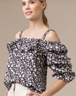 Блуза CO'COUTURE Черный в цветочек