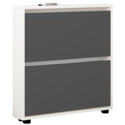 cumpără Raft pentru încălțăminte Mobildor-Lux Leo Slim 90x16x86H cm White/Anthracite în Chișinău 