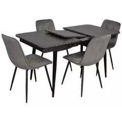купить Комплект стол и стулья Evelin di Costacurta cтол DT-431-3R B + 4 стула YTC-080B Bluvel-14 (Dark grey) в Кишинёве 