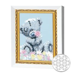 купить Картина по номерам Art Gallery JS27605 Mozaic cu diamante 20x30cm Ursulet de plus cu o floare в Кишинёве 