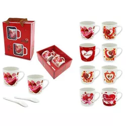 cumpără Set veselă Promstore 00194 Набор чашек 2шт, 210ml с ложками Love în Chișinău 