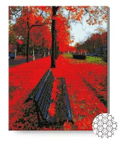 cumpără Tablou pe numere Art Gallery GA79722 Mozaic cu diamante 40x50cm Frunze rosii pe banca în Chișinău 