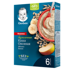 Каша овсяная с молоком яблоко-банан Gerber, с 6 месяцев, 180г