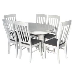 купить Комплект стол и стулья Evelin di Costacurta стол HV-31N White + 6 стула Wenyi White/Grey в Кишинёве 