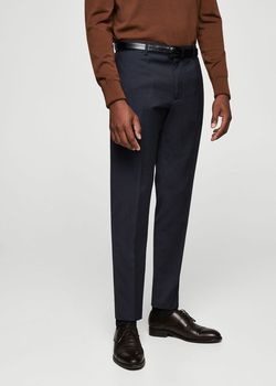 Pantaloni MANGO Albastru inchis in carouri 13040282