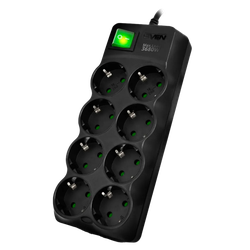 Surge Protector    8 Sockets,  1.8m, Sven "SF-08E-16", Black, flame-retardant material