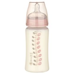 "Baby-Nova" Силиконовая детская бутылочка с широким горлышком, 300 мл, от 0 до 24 месяцев, средний поток, без BPA, с дополнительной соской, 1 шт.