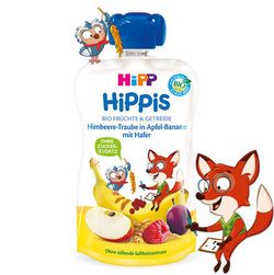 Пюре Hippis Sport виноград-банан-груша с овсяными хлопьями, 120г
