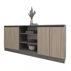 cumpără Comodă Smartex (16298) Т5 160cm Grafit+Stejar Deschis în Chișinău 