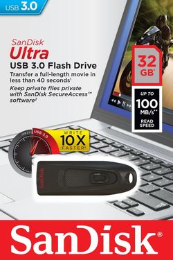 32GB USB 3.0 Flash Drive SanDisk Ultra