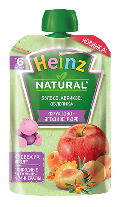 Пюре Heinz Яблоко, абрикос, облепиха 90г (6 месяцев)